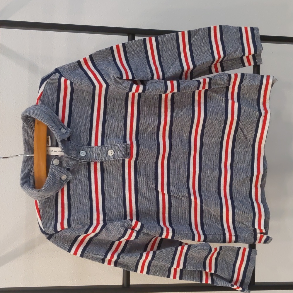 Size 4 Janie and Jack long sleeve stripe polo cotton tee